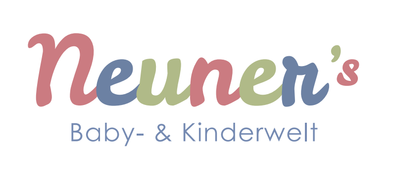 Logo von Neuner's Baby- & Kinderwelt mit buntem geschwungenem Schriftzug auf weißem Hintergrund