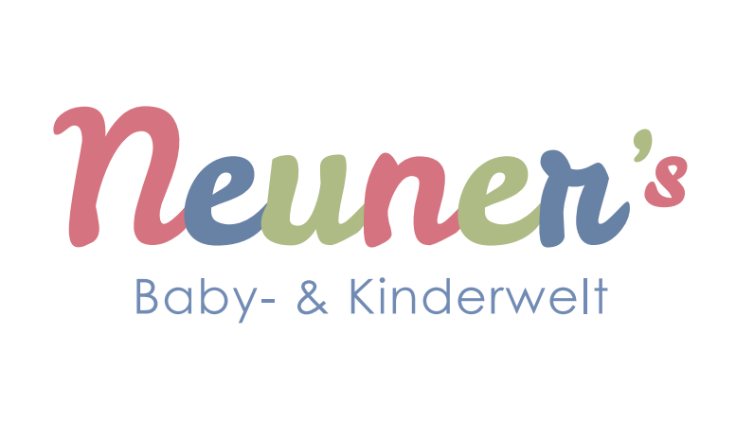 Logo von Neuner's Baby- & Kinderwelt mit buntem geschwungenem Schriftzug auf weißem Hintergrund.