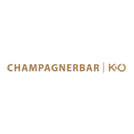 Minimalistisches Logo der Kastner & Öhler Champagnerbar in Gold auf weißem Hintergrund.
