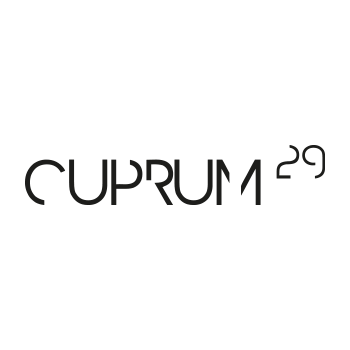 Minimalistischer, schwarzer Schriftzug „CUPRUM 29“ in moderner, stilisierter Schrift auf weißem Hintergrund.